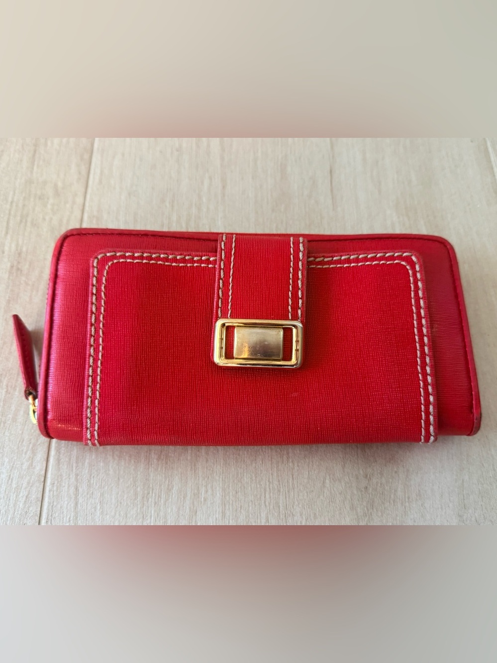 Brighton - Red Leather Women's Wallet with Gold-Tone Accent